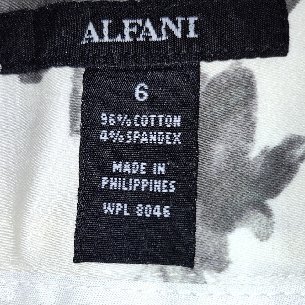 Alfani Womens Grey White Abstract Floral Pencil Skirt Cotton Stretch Size 6 NEW - Picture 3 of 5